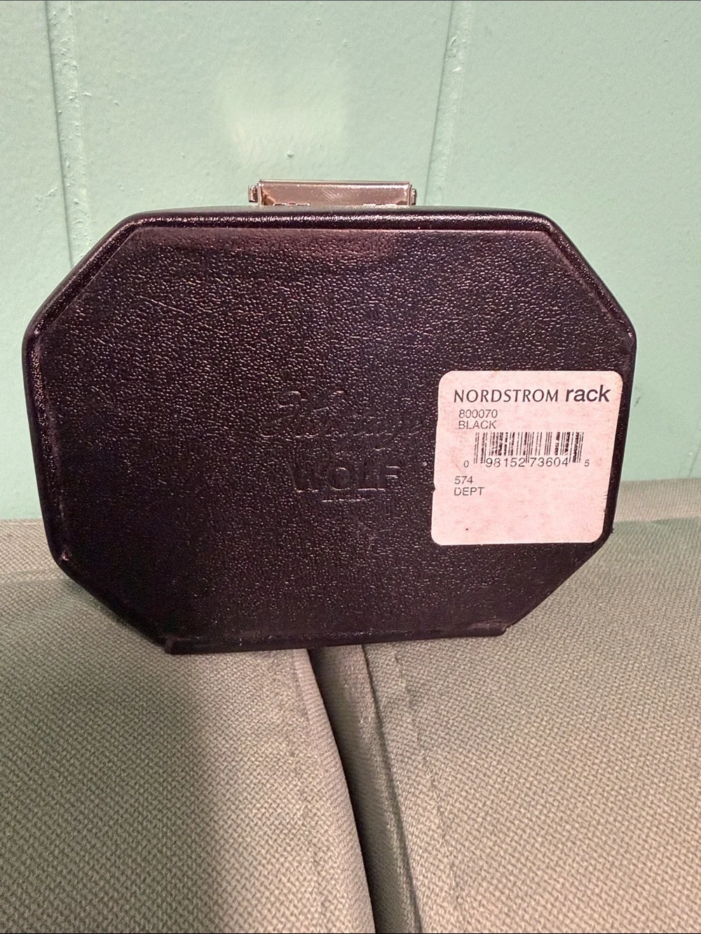 BNWT HERITAGE BY WOLF BLACK VEGAN LEATHER OCTAGONAL 2 TIER TRAVEL JEWELRY BOX